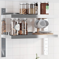 vidaXL Vägghyllor 2 nivåer 50x23,5x48 cm silver rostfritt stål
