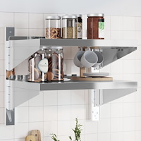 vidaXL Vägghyllor 2 nivåer 50x40x48 cm silver rostfritt stål