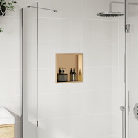 vidaXL Duschnisch borstad guld 32x32x9 cm rostfritt stål