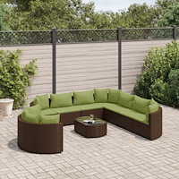 vidaXL Loungegrupp 10 delar med brun dynor konstrotting
