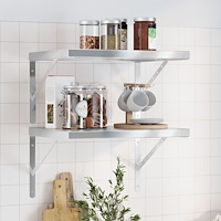 vidaXL Vägghyllor 2 st 50x40 cm silver rostfritt stål