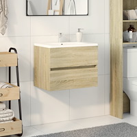 vidaXL Tvättställsskåp sonoma-ek 60x38,5x45 cm spånskiva
