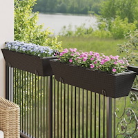vidaXL Blomlådor med krokar 2 st svart konstrotting