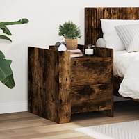 vidaXL Sängbord rökfärgad ek 45x50x50 cm konstruerat trä