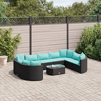 vidaXL Loungegrupp 10 delar med svarta dynor konstrotting