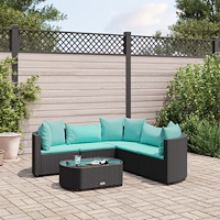 vidaXL Loungegrupp med dynor 6 delar svart konstrotting