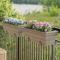 vidaXL Blomlådor med krokar 2 st grå konstrotting