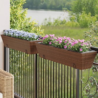 vidaXL Blomlådor med krokar 2 st brun konstrotting