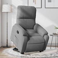 vidaXL Reclinerfåtölj med uppresningshjälp mörkgrå mikrofibertyg