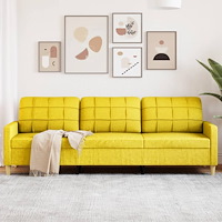vidaXL 3-sitssoffa ljusgul 210 cm tyg