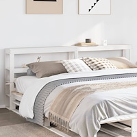 vidaXL Huvudgavel med hyllor vit 200 cm massiv furu