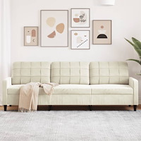 vidaXL 3-sitssoffa gräddvit 210 cm sammet