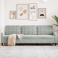 vidaXL 3-sitssoffa ljusgrå 210 cm sammet