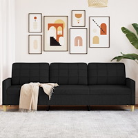 vidaXL 3-sitssoffa svart 210 cm tyg