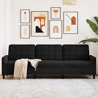 vidaXL 3-sitssoffa svart 210 cm sammet
