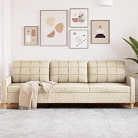 vidaXL 3-sitssoffa gräddvit 210 cm tyg