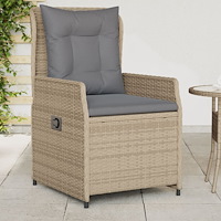 vidaXL Justerbara trädgårdsstolar 2 st beige konstrotting