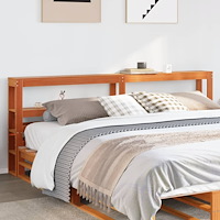 vidaXL Huvudgavel med hyllor vaxbrun 180 cm massiv furu