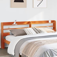vidaXL Huvudgavel med hyllor vaxbrun 180 cm massiv furu