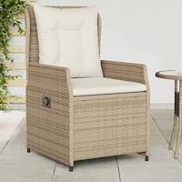 vidaXL Justerbara trädgårdsstolar 2 st beige konstrotting
