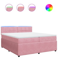vidaXL Ramsäng med madrass rosa 200x200 cm sammet
