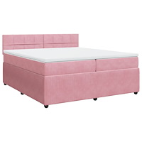 vidaXL Ramsäng med madrass rosa 200x200 cm sammet