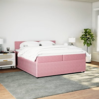 vidaXL Ramsäng med madrass rosa 200x200 cm sammet