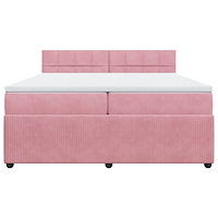 vidaXL Ramsäng med madrass rosa 200x200 cm sammet
