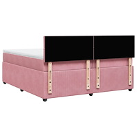 vidaXL Ramsäng med madrass rosa 200x200 cm sammet
