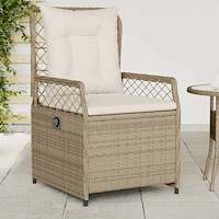vidaXL Justerbara trädgårdsstolar 2 st beige konstrotting