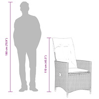 vidaXL Matgrupp för trädgården med dynor 7 delar grå konstrotting