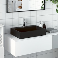 vidaXL Handfat 50x38x11 cm mineralgjuten/marmor matt svart