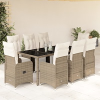 vidaXL Caféset med dynor 9 delar konstrotting brun