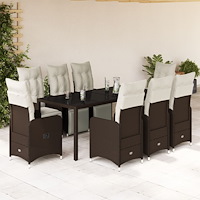 vidaXL Caféset med dynor 9 delar konstrotting brun