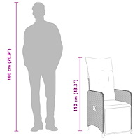 vidaXL Caféset med dynor 7 delar konstrotting grå