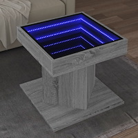 vidaXL Soffbord med LEDs grå sonoma 50x50x45 cm konstruerat trä