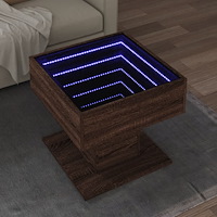 vidaXL Soffbord med LEDs brun ek 50x50x45 cm konstruerat trä