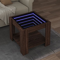 vidaXL Soffbord med LEDs brun ek 53x53x45 cm konstruerat trä