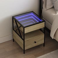 vidaXL Sängbord med Infinity LEDs sonoma-ek 40x40x51 cm