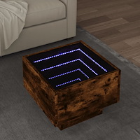 vidaXL Soffbord med LEDs rökfärgad ek 40x40x30 cm konstruerat trä