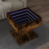 vidaXL Soffbord med LEDs rökfärgad ek 50x50x45 cm konstruerat trä