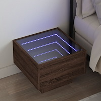 vidaXL Sängbord med Infinity LEDs brun ek 40x40x30 cm
