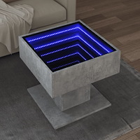 vidaXL Soffbord med LEDs betonggrå 50x50x45 cm konstruerat trä