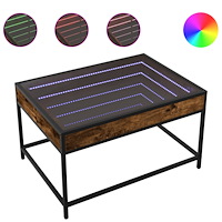 vidaXL Soffbord med Infinity LEDs rökfärgad ek 70x50x41 cm