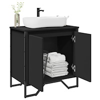 vidaXL Tvättställsskåp svart 60x35x60 cm konstruerat trä