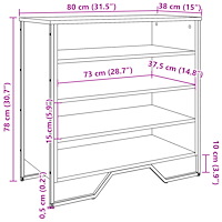 vidaXL Skohylla svart 80x38x78 cm konstruerat trä