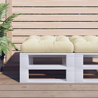 vidaXL Palldyna gräddvit 58x58x10 cm tyg