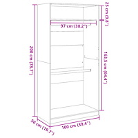vidaXL Garderob gammalt trä 100x50x200 cm konstruerat trä