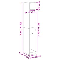 vidaXL Garderob svart 30x50x200 cm konstruerat trä