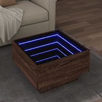 vidaXL Soffbord med LEDs brun ek 50x50x30 cm konstruerat trä